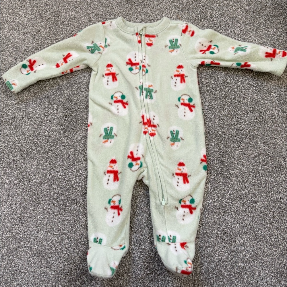 Cozy Snowman Print Baby Sleeper